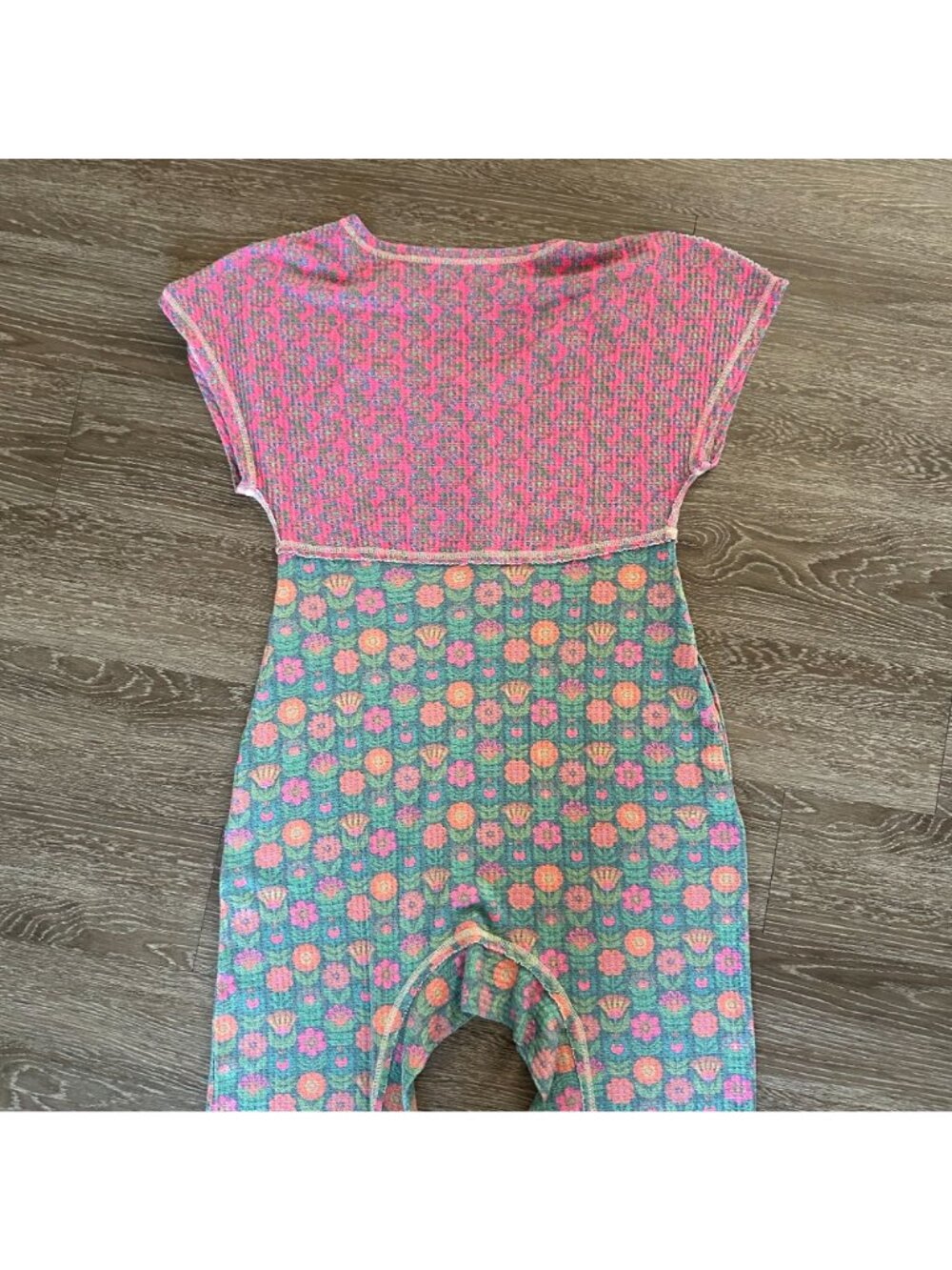 Natural Life Mix & Match Waffle Jumpsuit M Green Floral Boho Lounge Soft Colorfu - Picture 9 of 9